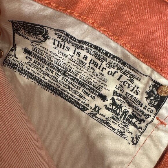 LEVI'S 501 Original Button Fly Cuffed Hem Denim Short Size 30 Salmon Pink - Picture 4 of 5